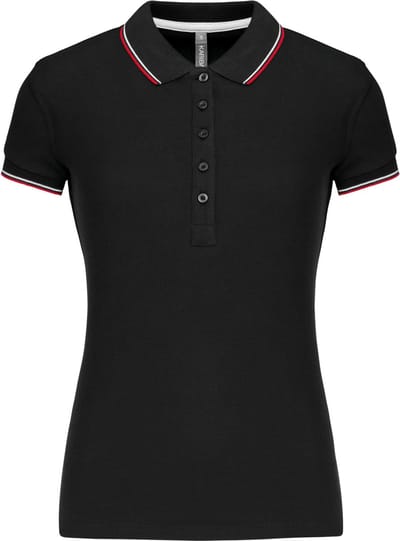 Kariban Damespolo korte mouwen K251 - Black / Red / White - S