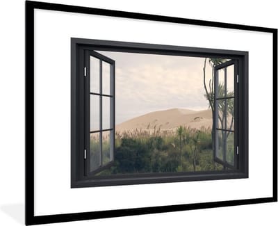 Fotolijst incl. Poster - Doorkijk - Duin - Groen - 90x60 cm - Posterlijst