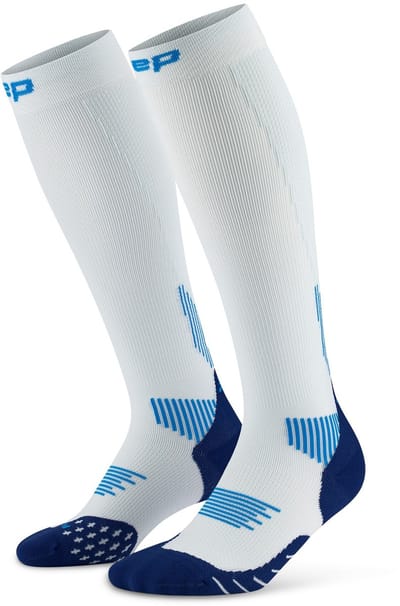 CEP Compressiekousen Core Run 5.0 - Wit/blauw - Geslacht: Man, Kuitomtrek (centimeter): 39 - 44 cm