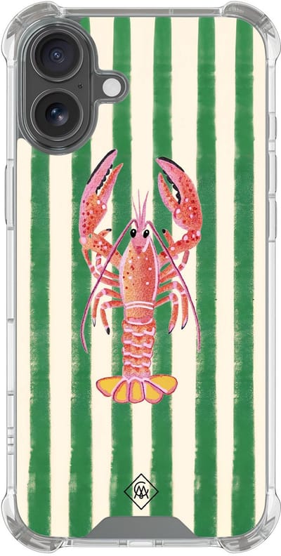 Casimoda® hoesje - Geschikt voor iPhone 17 - Kreeft - Shockproof case - Extra sterk - TPU/polycarbonaat - Groen, Transparant