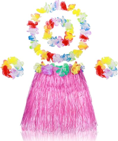 Allecto Plus - 5-pack meisjes Hawaiiaanse hoelagrasrokken - Bloemenkostuum - Hoela dansrok - Party outfit - Meisjes zomerjurk - Feestkleding