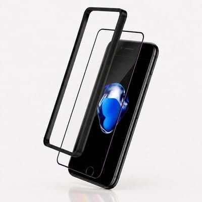 3mk, Set van 2 Tempered Glass 9H Geschikt voor Apple iPhone 7 Hardy Hardura met Applicator Frame, Zwart / Transparant