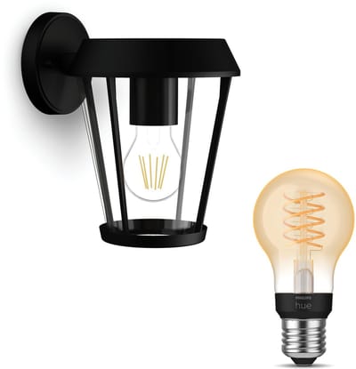 Philips Hue Sunera Wandlamp voor Buiten Down (Zwart) - Buitenlamp - E27 - Warmwit Licht - Hue White Filament