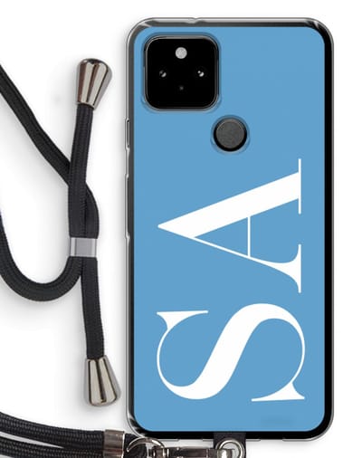 Gepersonaliseerd - Case Company® - Hoesje met koord geschikt voor Google Pixel 5 hoesje met Koord - Monogram N°2 - Telefoonhoesje met Zwart Koord - Bescherming aan alle Kanten en Over de Schermrand