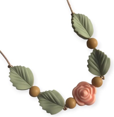 Kinderketting | Bijtketting | Blad | Pistasche | Peach | Vanaf 3 jaar!