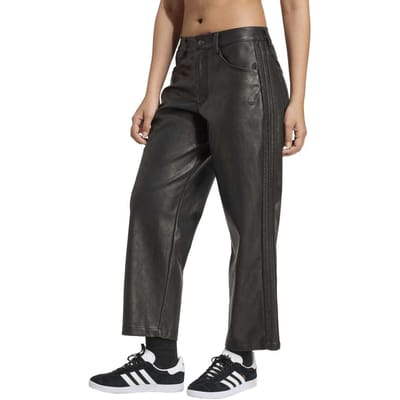 Adidas Originals Firebird Pleather 7/8 Pant Utility Black Maat: 40 | Leren broeken Outlet | Dames | Zwart