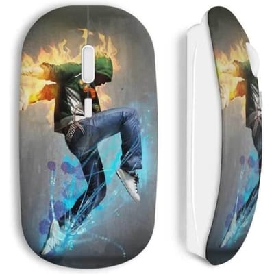 Souris sans Fil - MANIACASE - Street dance - Couleur Blanc - Clé USB wifi incluse - Compatible Mac et PC