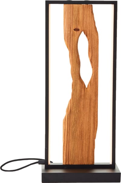 Brilliant LED tafellamp 50cm Brilliant tafellamp LED tafellamp zwart/hout, aluminium/metaal/hout, decoratieve lamp hout met snoer, decoratieve tafellamp, moderne lamp, houten bureaulamp, 1x LED geïntegreerd