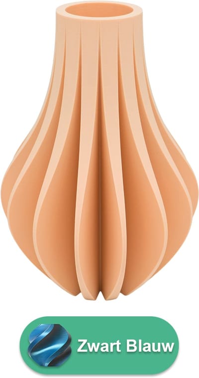 Aventa design vaas – Decoratieve vaas - Zwart / Blauw - 3d geprinte vaas – geschikt voor droogbloemen - 20CM