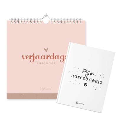 Fyllbooks Verjaardagskalender met Adresboekje Voordeelset – Pink & Blue