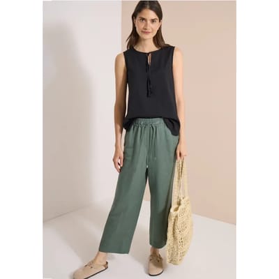 Blouse met split in de hals en bandjes