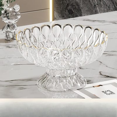 Nieuwe Licht Luxe Fruitschaal Huis Koffietafel Hoge waarde Afvoer Verdikt Waterdruppelpatroon Hoge voet Fruitschaal Snoepschaal