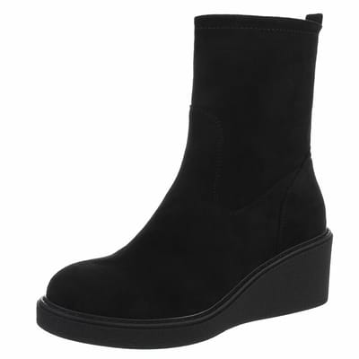 ZoeZo Design - laarzen - enkellaarzen - sleehak - zwart - suedine - met rits - maat 36 - hakhoogte 4/5 cm