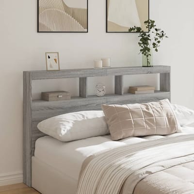 vidaXL - Hoofdbordkast - met - LED-verlichting - 160x17x102 - cm - grijs - sonoma