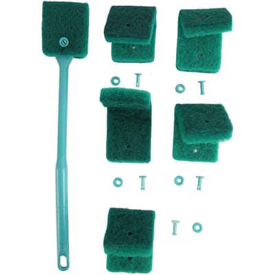 Brosse de nettoyage pour aquarium, manche long, double face, éponge pour aquarium, récureur d'algues avec trous de suspension vert