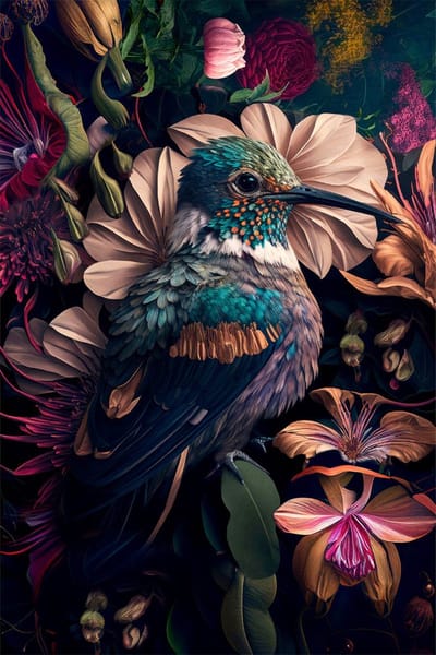 The Hummingbird - 100cm x 150cm - Fotokunst op akoestisch schilderij | Wanddecoratie