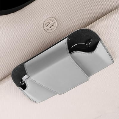 Porte-lunettes de voiture en cuir, pare-soleil automatique, Clip de lunettes de soleil, porte-cartes, porte-billet, rangement intérieur de voiture multifonction