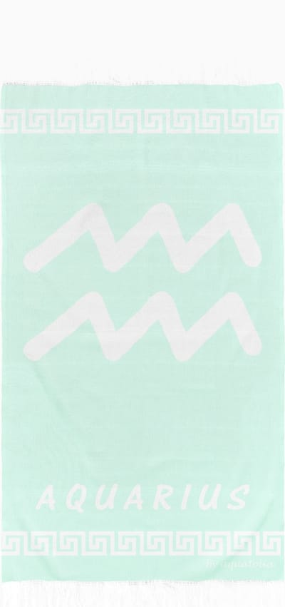 uit Turkije By Aquatolia Hamamdoek Aquarius Zodiac - 100% Zacht Katoen - Strandlaken - Handdoek - Licht Groen - 100cm x 180cm - Originele hamamdoek uit Turkije