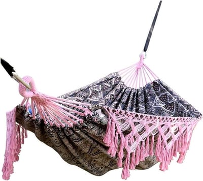 Draagbare Hangmat - Kampeerhangmat Schommelbed - Ontspannen Buiten - Zacht Katoen - 240 x 150 cm - Geel