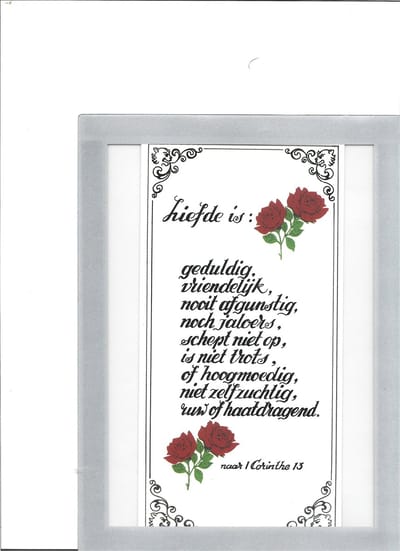 Gedicht Liefde is...... in Passepartout