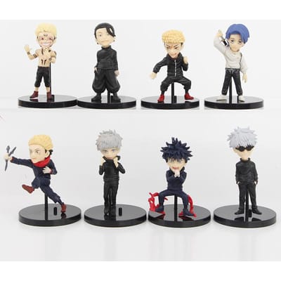 8 stuks/set Anime Jujutsu Kaisen Karakteren Model Speelgoed pack by bag black