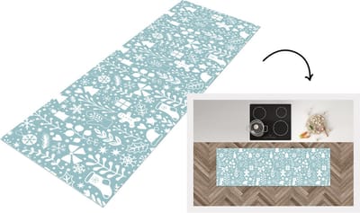 Keukenloper - Loper keuken - Winter - Sneeuw - Patronen - Wit - 150x50 cm - Keukenloper vinyl