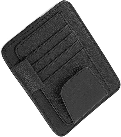 Famanu - Kunstleren zonneklep organizer met haken en vakken – Zwart