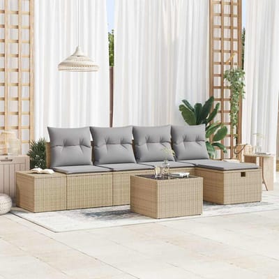 vidaXL - Bankstel - 5 - st - poly - rattan