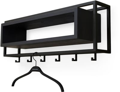 Spinder Design kapstok School 80 - Zwart / Eiken Zwart - 6 haken - Staal