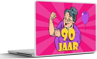 Laptop sticker - 10.1 inch - Verjaardag - Vrouw - 90 Jaar - 25x18cm - Laptopstickers - Laptop skin - Cover