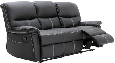 Vente-unique Driezitsbank en relaxfauteuil CANBY - Kunstleer - Zwart