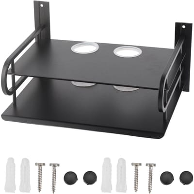 Dubbellaags Zwevende Wandplank TV Box Plank Wandmontage Router DVD Kabeldoos Plank voor Huishouden gray