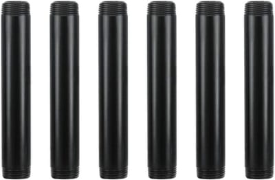 Metalen Buis - Industriële Pijp - DIY Projecten - Zwart Gespoten Afwerking - 3/4" x 6" 6 Stuks - Zwart