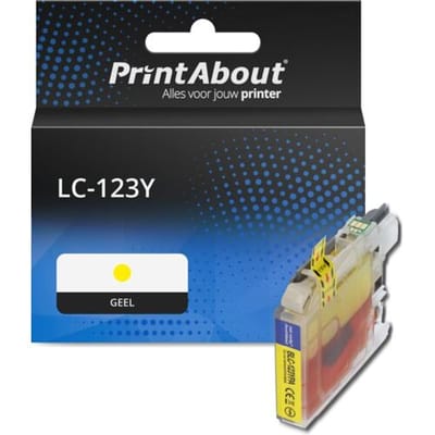 PrintAbout Inktcartridge LC-123Y Geel geschikt voor Brother