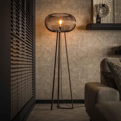 PS-Collection Copper Twist Vloerlamp 3-Poot - ø55x170cm - Zwart - Metaal - vloerlampen woonkamer, vloerlamp zwart, vloerlamp industrieel, vloer lamp, vloerlampen landelijk, staande lampen woonkamer, staande lampen, staande lamp industrieel