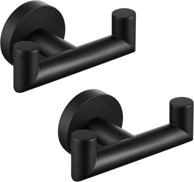 Dailygoods- Handdoekhaken 2 Stuks - Roestvrij Staal SUS 304 - Wandhaken - Badjashaken - Schroefmontage - Mat Zwart-Goud - Eenvoudig te Installeren