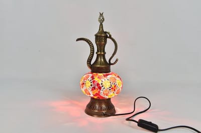 Turkse Ibrik tafellamp - handgemaakt multicolour - 2 delen - voor binnen en buiten - 45 cm hoog