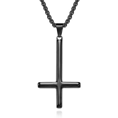 Europees en Amerikaans Stijl Titanium Staal Omgekeerd Kruis Ketting St Peters Omgekeerd Eenvoudig Kruis