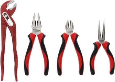 Tangenset 4-delig - Gereedschapset Handgereedschap - Klus Klussen Doe-het-zelf - Schuimmodule Opbergen - 310 mm - Zwart Zilver Rood