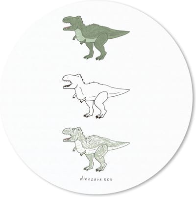 Muismat rond 20x20 cm - Mousepad Kinderkamer - Kleuren - Dinosaurus - Jongen - Meiden - Kids - Ronde muismatten
