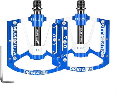 Mountainbike pedalen - Fietspedalen plat - Fietsen met grip - 3 verzegelde lagers - 100 x 120 mm - Blauw