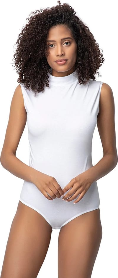 Bodysuit Met Haak en Nek Zonder Mouwen-Ondergoed Voor Dames-Wit-M