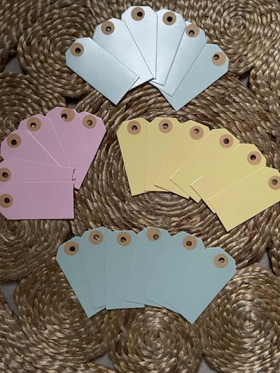 Retro / Vintage - Label Kaartje - Pastelkleuren - Rose - Groen - Blauw - Geel - Pastel - Kartonnen Kadolabel | Karton | Effen - Blanco - Kaart - Labels - Memokaart | Cadeau - Gift Tag - Leuk verpakt | Geschenk | DH collection