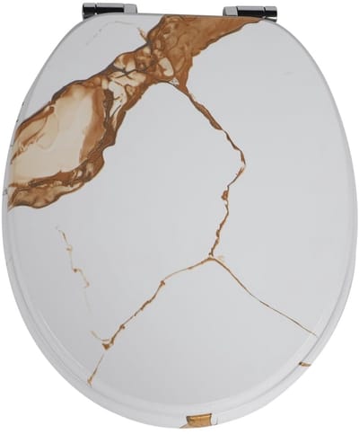 Namajunas - WC-brillen - Wc bril softclose - Toilet bril - Universele vorm WC Bril - MDF hout - Antibacterieel - Goudader Marmer - Met Deksel - RVS Bevestiging - Easy Clean - Snelle montage en demontage - Inclusief Bevestigingsmateriaal