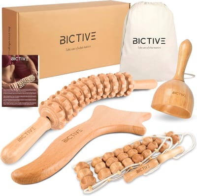 Houttherapie Set - Lymfedrainage Massager - Lichaam Vormgeven - 4-in-1 Tool Kit - Met Draagtas