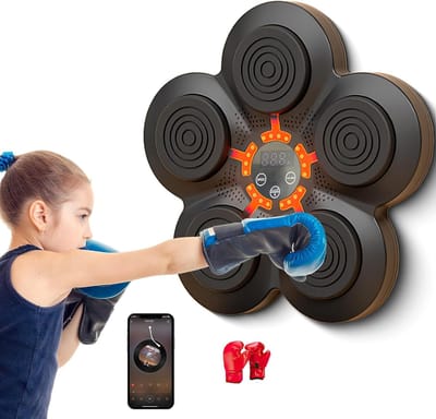 Muziek Boxing Machine,Smart Bluetooth Muziek Elektronische Boxer, Bokstraining Wandboksapparatuur Wandboksspellen voor Kinderen en Volwassenen Wandboksdoelen - Bokshandschoenen voor kinderen