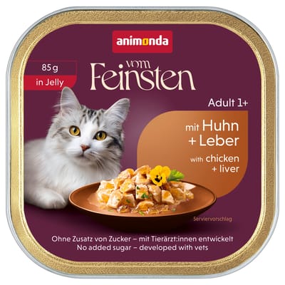 Voordeelpakket: 64x85g animonda vom Feinsten Adult Kip & Lever in Gelei nat kattenvoer