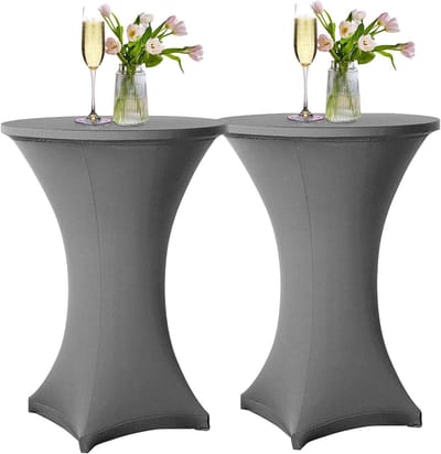 Statafelhoezen Set - Bistrotafelhoezen Universeel - Feestelijke Gelegenheden Aankleden - Elastisch Stretchweefsel - Ø 70-75 cm - Grijs