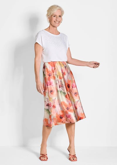 Satijnen rok - perzik / gedess. - Gr. 21 van Goldner Fashion