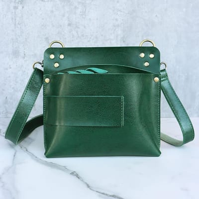 Kapper Schaar Tas Haarstylist Heuptas 7-Slot Schaarhouder Tas PU Lederen Gereedschapstas voor Schaar donkergroene kleur